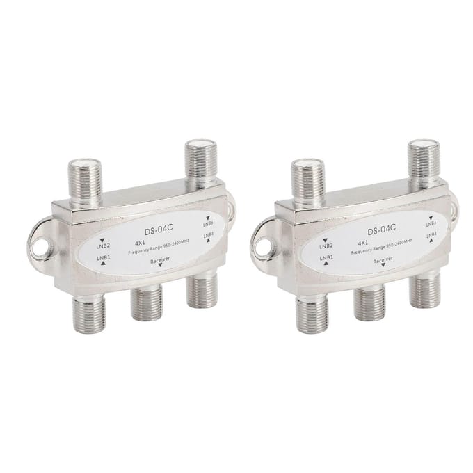 2PCS Commutateur DiSEqC 4x1 4 entrées 1 sortie 950 à 2400MHz DiSEqC 1.0 2.0 Répartiteur de signal satellite