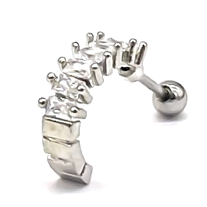 Oorpiercing met Zirkonia - RVS - 11 mm - Zilverkleurig
