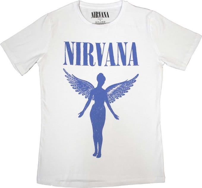 Nirvana - Angelic Blue Mono Dames T-shirt - M - Wit