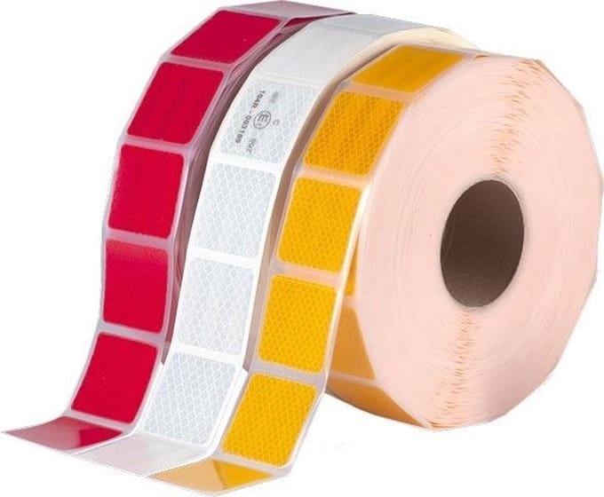 Reflecterende Tape Geel - 5x5 cm Stickers - Rol 50 meter