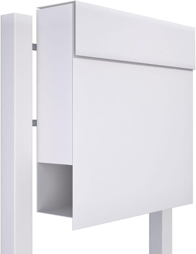 Staande Brievenbus - Design Brievenbus - Post Ontvangen - Met Krantenvak - 125x48.5x15 cm - Wit