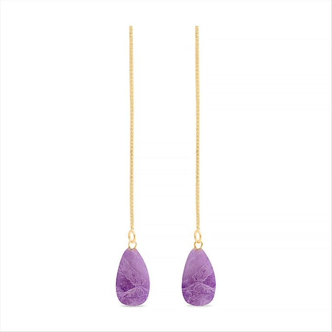 Boucles d'oreilles - LUXENTER - ZOQOYI - Argent 925 plaqué or jaune 18K - Améthyste violet - Taille unique violet