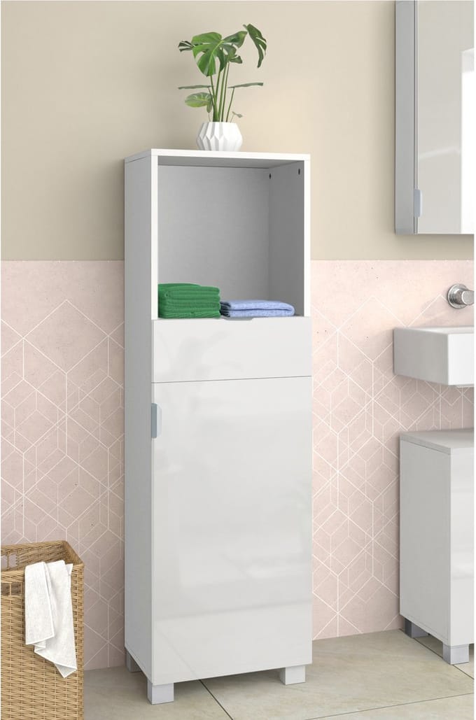 Atlas-Badkamermeubel - 1-Deur 1-Lade - Wit Grenen