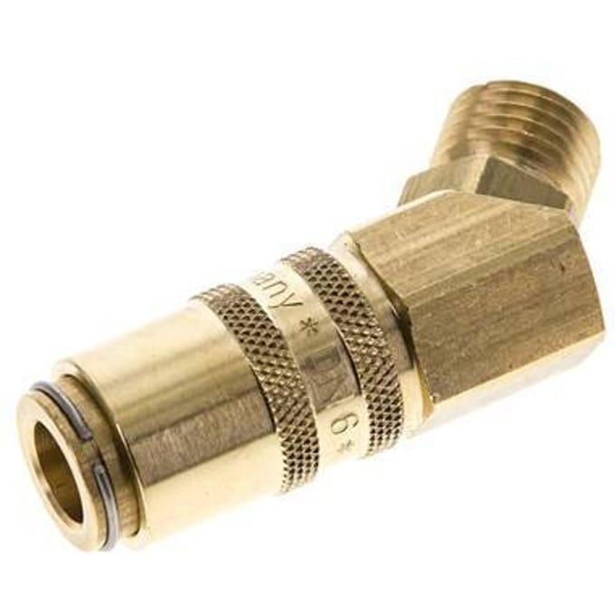 Messing DN 6 Tempereerkoppeling Snelkoppeling M14x1.5 Buitendraad Dubbele afsluiting 45-deg