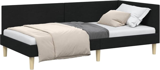 Hoekbedframe - Dagbed Frame - Ruimtebesparing - Verstelbaar Hoofdeinde - 90x190 cm - Zwart