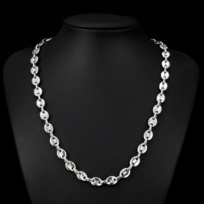 Stalen Ketting - Schakelketting - Koffieboon - Halsketting - 7mm/60cm