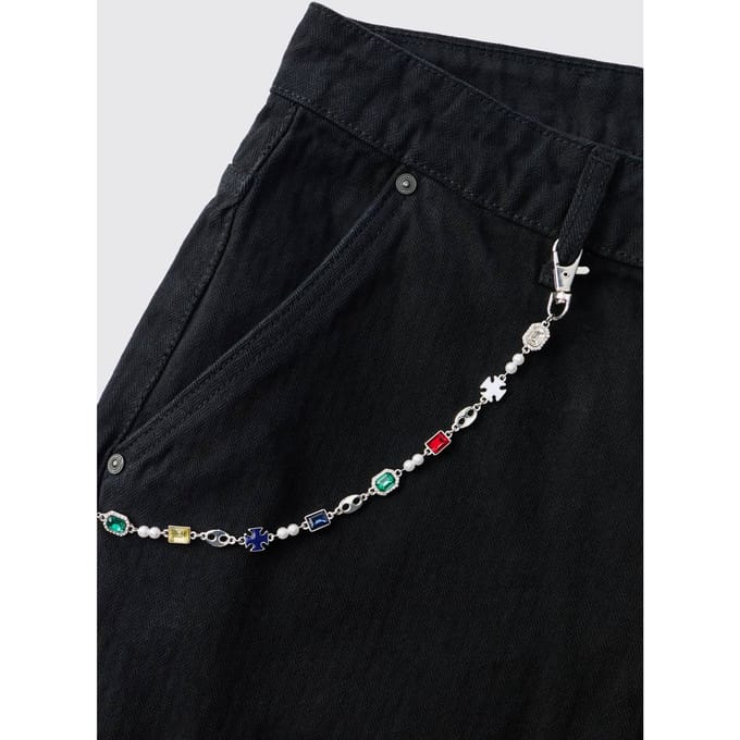 Jeanketting Met Edelstenen En Imitatieparels | Silver