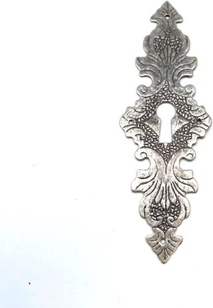 Sleutelplaat antiek Zilver verticaal 129x43mm