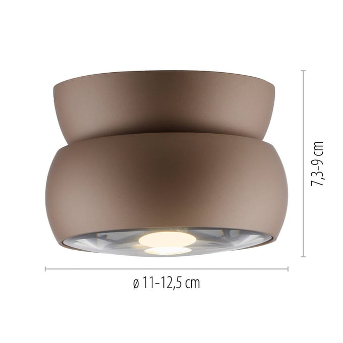 LED plafondspot PURE Move, Ø 12 cm, bronskleurig, metaal/glas