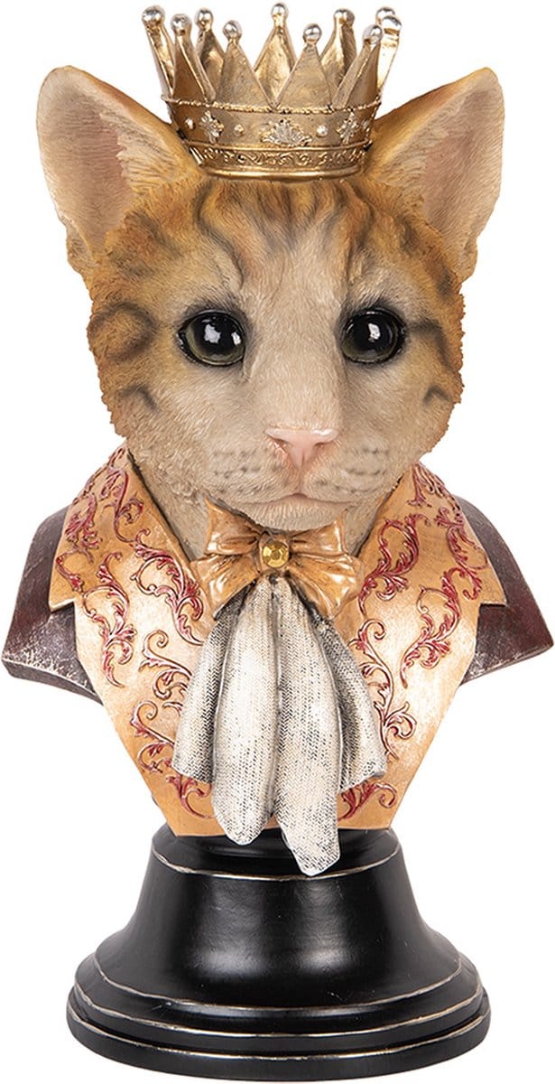 Clayre & Eef Decoratie Beeld Kat 37 cm Bruin Kunststof