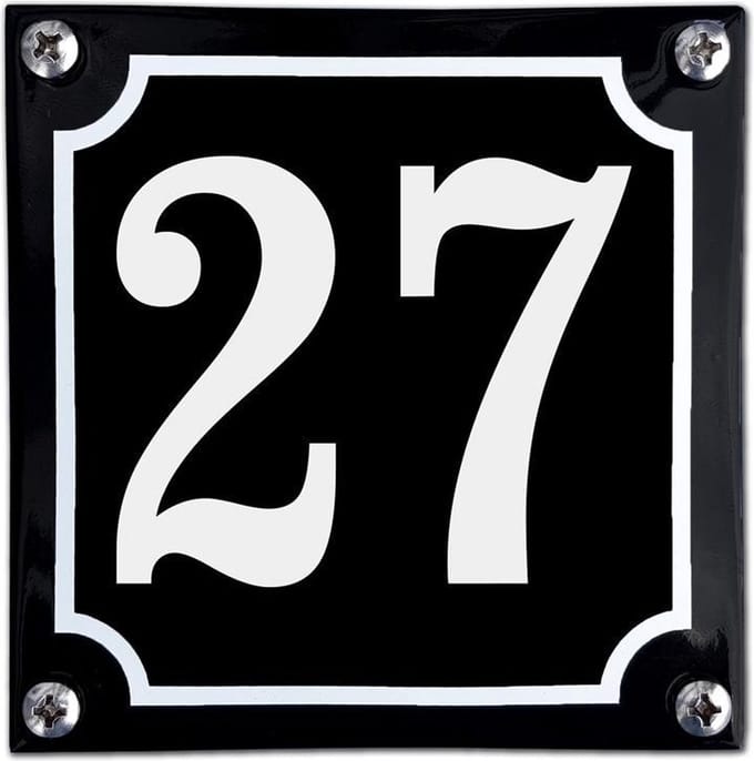 Zwart emaille huisnummer  - 27