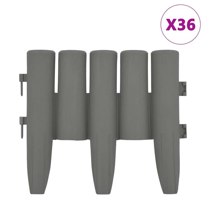 vidaXL - Gazonranden - 36 - st - 10 - m - PP - grijs