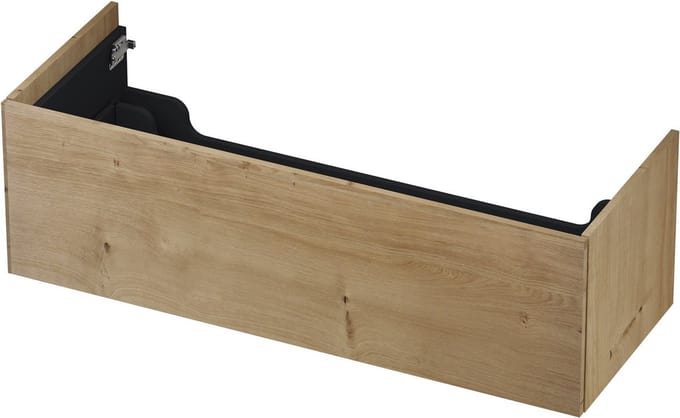 INK wastafelonderkast 1 lade greeploos push to open echt hout 120x45x38cm, fineer ash grey