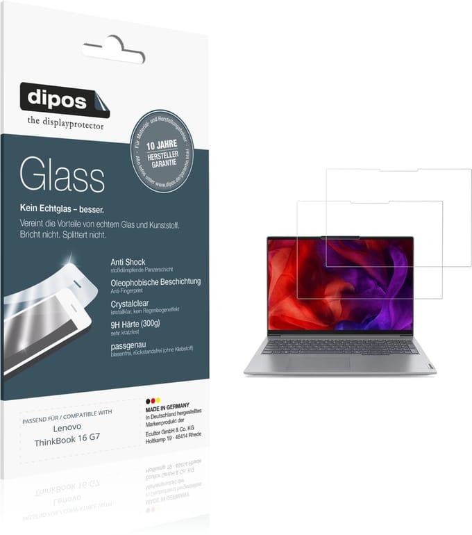 dipos – 2x Pantserfolie geschikt voor Lenovo ThinkBook 16 G7 | 9H Screenprotector