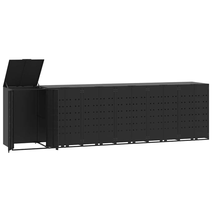 vidaXL - Containerberging - voor - 6 - containers - 414x79x117 - cm - staal - zwart