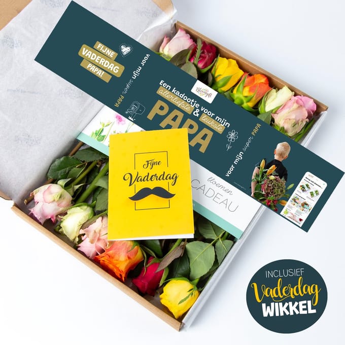 BloomKado | Brievenbus bloemen | Vaderdag | Gemengde rozen | 12 stelen | Vers van de Kweker
