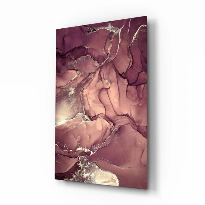 Glasschilderij - Abstract - Roze - 72x46 cm
