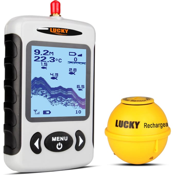 LUCKY Draagbare Professionele Sounder Draadloze Sonar Fish Finder Vissonde Detector Fishfinder EU Plug gray