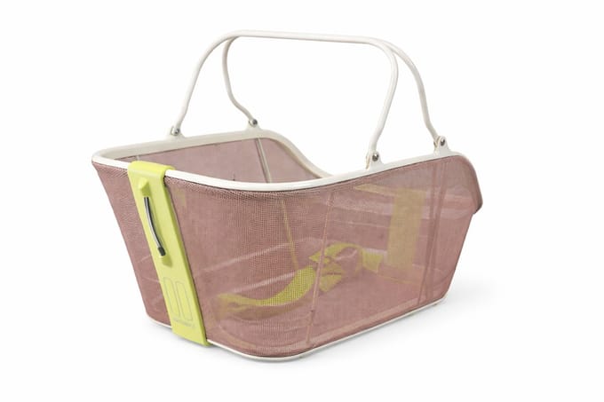 Basil Cento Tech Fiber Fietsmand Nordlicht MIK - Achter - Textonile- Beige wit - LED verlichting -