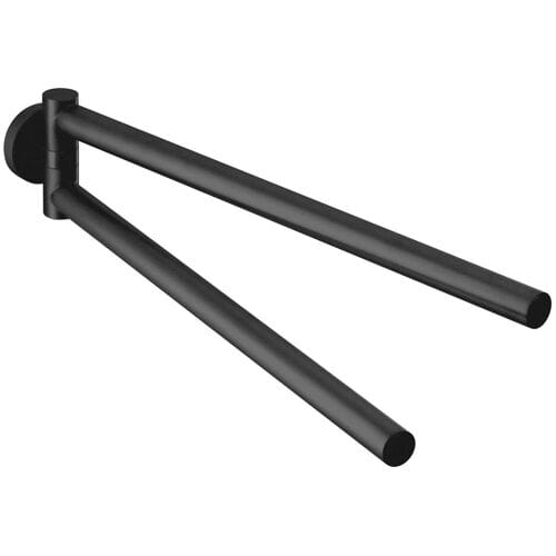 Herzbach DEEP BLACK towel rail, two-arm, projection 34 cm 23.818500.1.12
