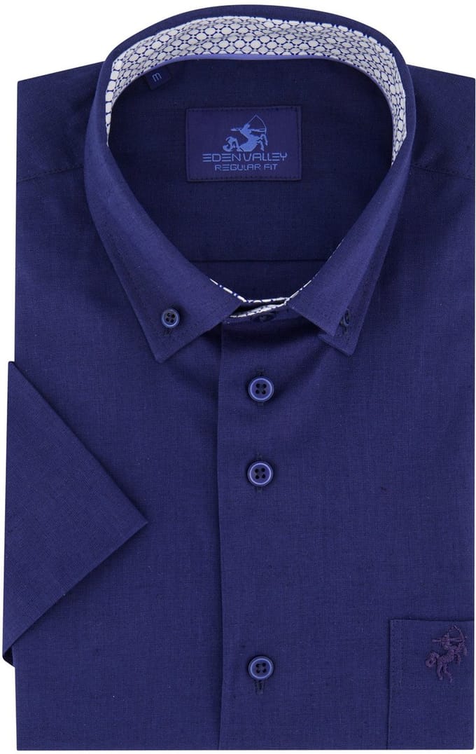 Eden Valley overhemd donkerblauw regular fit borstzak