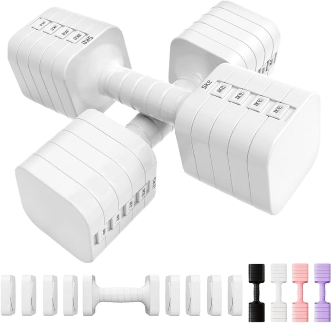 DailySupplies® Verstelbare Dumbells - Verstelbare Dumbbells - Dumbell Set - Verstelbare Dumbell -Wit