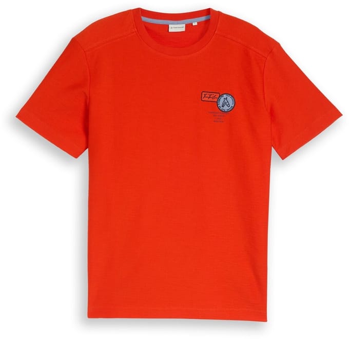 Tom Tailor - T-shirt met borduursel - Maat M - orange red