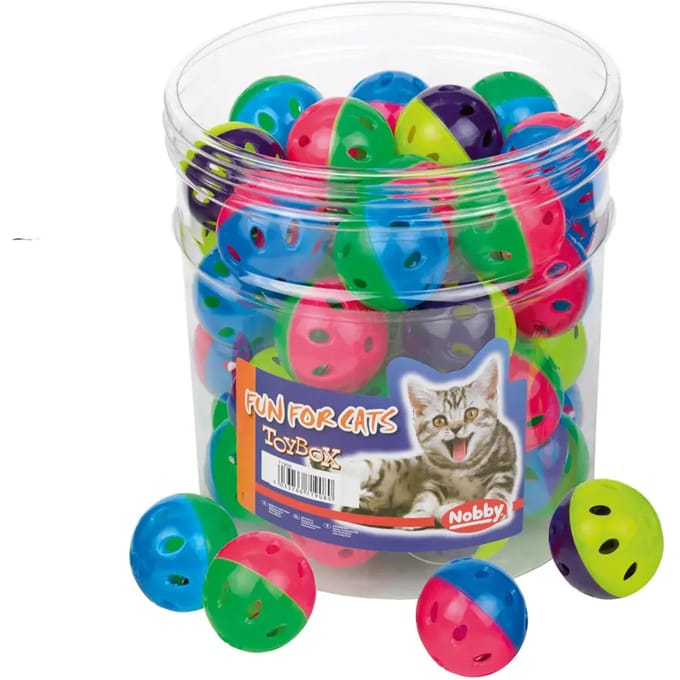 Doos met 42 plastic kattenballen Nobby Pet