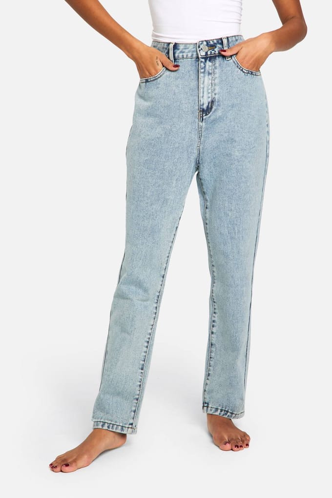 Dames Boohoo Basics Jeans met Hoge Taille en Slim Fit | Light Blue | Maat: 8/32L