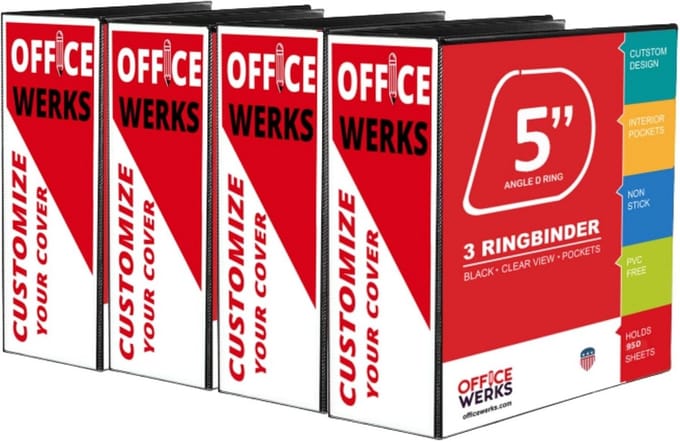 Set van 4 XL D-Ring Mappen met Grote Capaciteit voor A4 Papier, Zwart