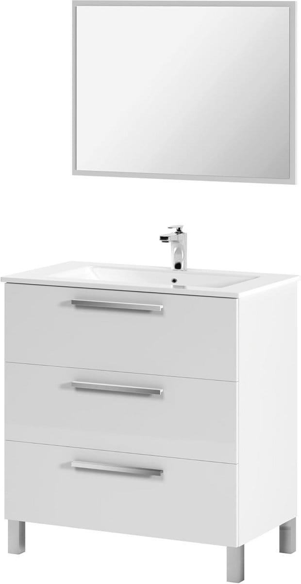 Badkamerset met Spiegel van Melamine - 80 x 45 x 86 cm