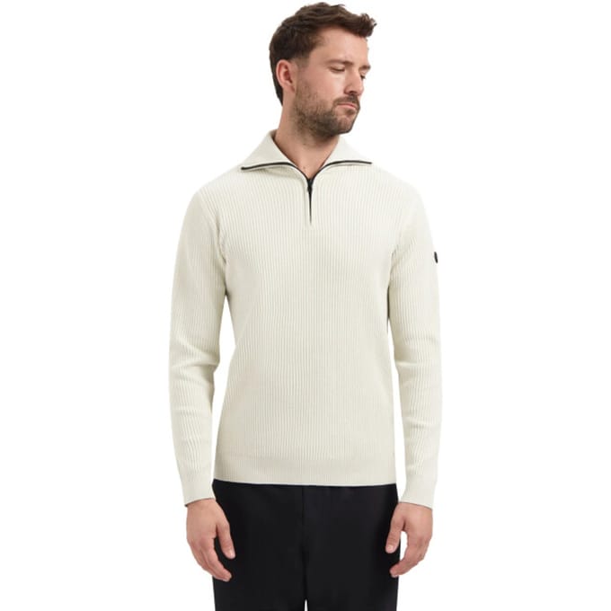 No Excess Pullover half zip wing collar tuck chalk