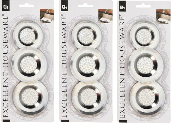 Excellent Houseware Gootsteenfilters - 9x stuks - 2 maten - metaal
