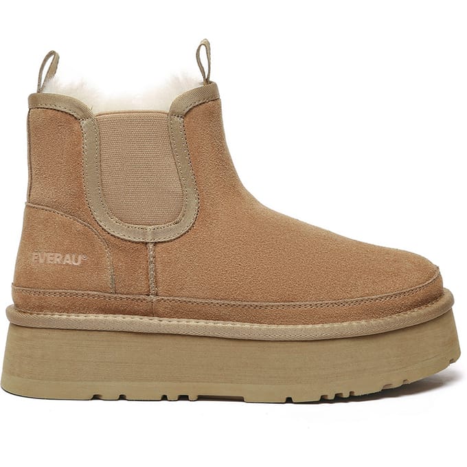 EVER AU Dames Leren Plateaulaarzen Chelsea-Stijl - Shoveler