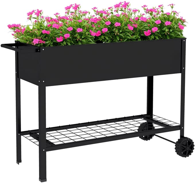 Outsunny verhoogde plantenbak - zwart