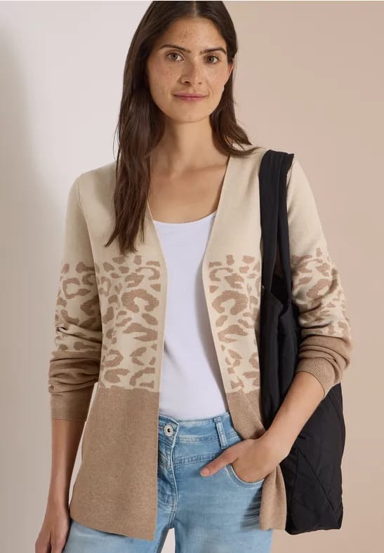 Open vest met jacquardpatroon