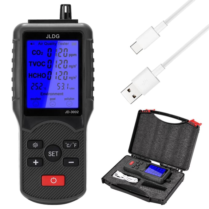 Multifunctionele luchtkwaliteitstester CO2 TVOC-meter Temperatuur-vochtigheidsmeetapparaat
