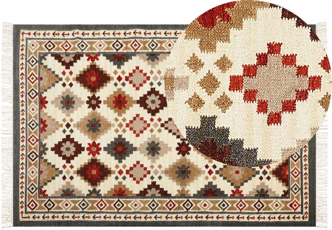 GHUKASAVAN - Kelim vloerkleed - Mosterdgeel - 200 x 300 cm - Wol