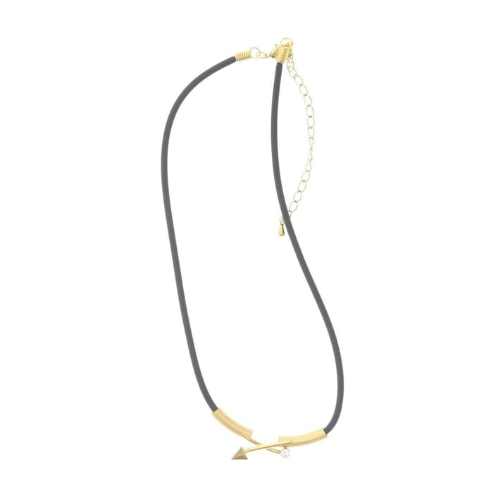Behave® Ketting zwart met pijltje goudkleur – 41 cm