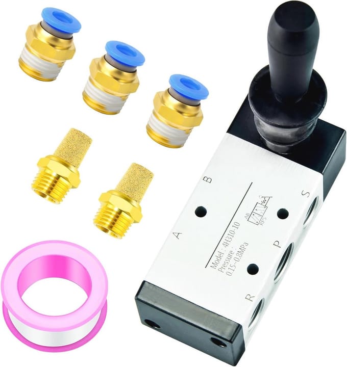 Pneumatisch Magneetventiel 3/8" BSP 5-Weg 2 Positie Handbediend Push-Pull Ventiel