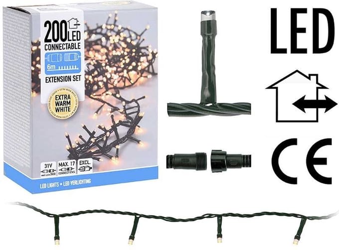 Nampook Kerstverlichting - Koppelbaar - 200 LED - 6 meter - Warm Wit