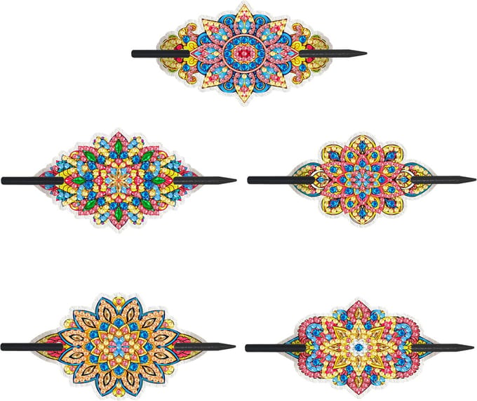 Haarspelden - 207 - Mandala - set van 5 - diamond painting - compleet pakket - Diamond painting by Wietske