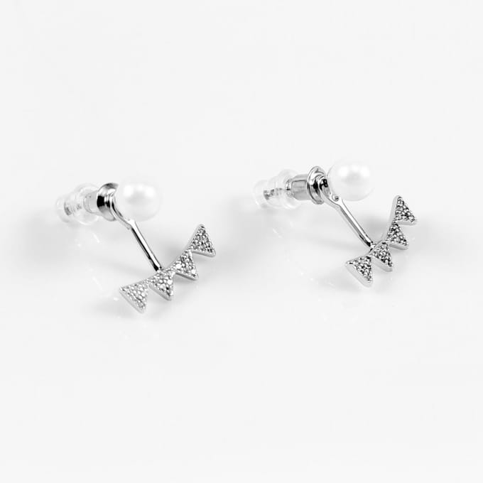 Dottilove Oorbellen - RVS- Plated - Parel Oorknopjes met Hanger Dames