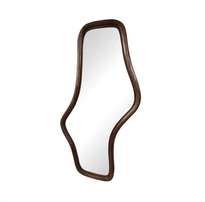 Spiegel Wavy mangohouten lijst 121x62 cm - Walnoot
