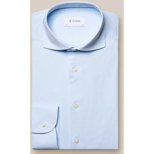 Eton Overhemd Soft Uni Four-Way Stretch Licht Blauw / male