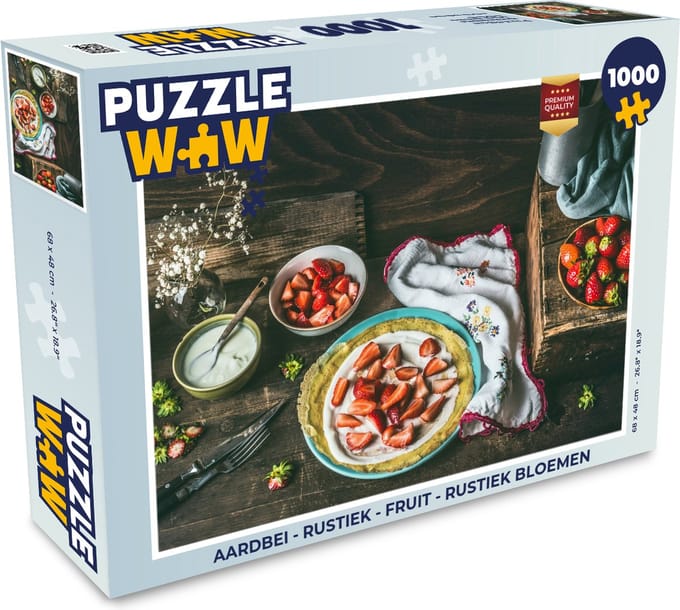 Puzzel Aardbei - Rustiek - Fruit - Rustiek Bloemen - Legpuzzel - Puzzel 1000 stukjes volwassenen