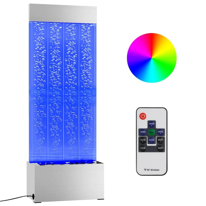 vidaXL - Bubbelzuil - met - RGB - LED's - 110 - cm - roestvrij - staal - en - acryl