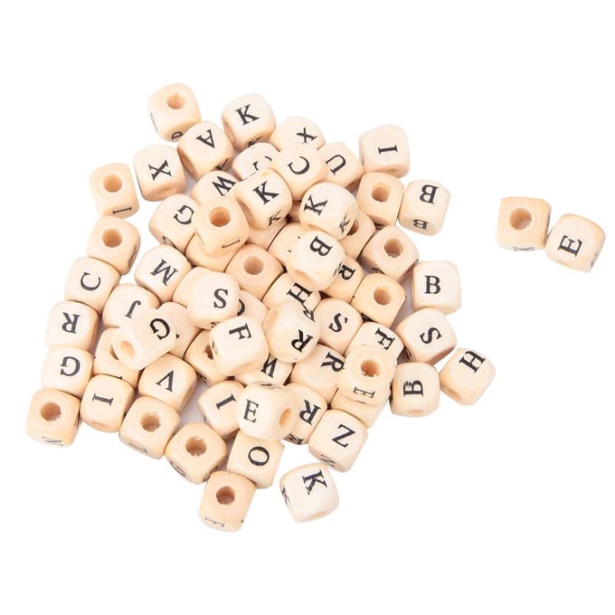 Lot de 100 perles carrées en bois pour fabrication de bijoux, 10 x 10 mm beige