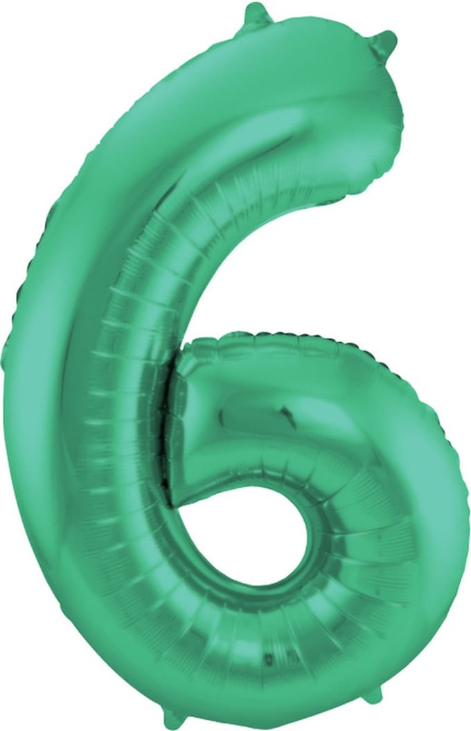 Folat - Folieballon Cijfer 6 Groen Metallic Mat - 86 cm