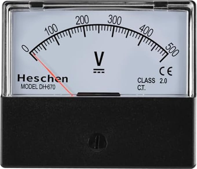Analoge Voltmeter Rechthoekig Paneel 0 tot 500 V DC